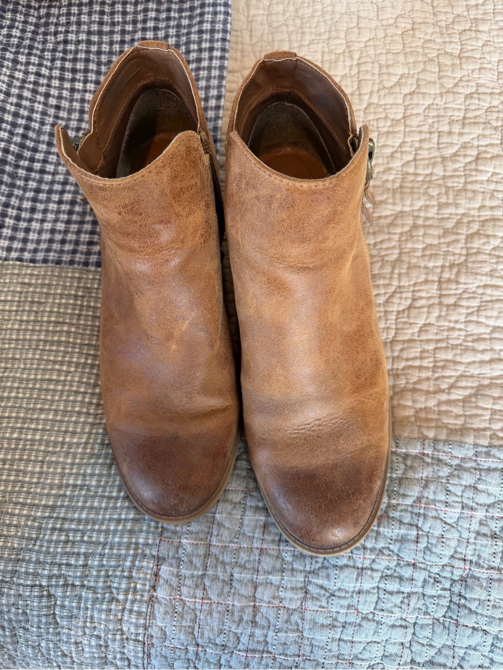 Madeline Brown Fabric Ankle Bootie Side Zip Round Toe Women's US 10 M